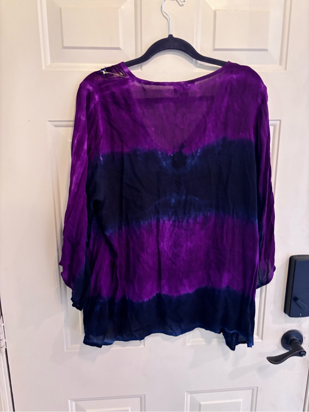 Charlie Paige Purple and Navy Embellished Boho V-Neck Tunic - Picture 3 of 6
